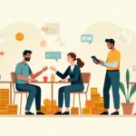 Ilustración editorial que representa finanzas con propósito orientadas al bienestar colectivo