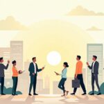 Ilustración de negocios con causa representados como modelos de emprendimiento con impacto social